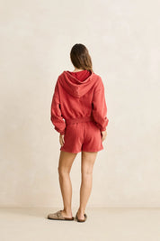 RHYTHM SUN WASH TERRY SHORT WOMENS HIGH RISE WASHED RED