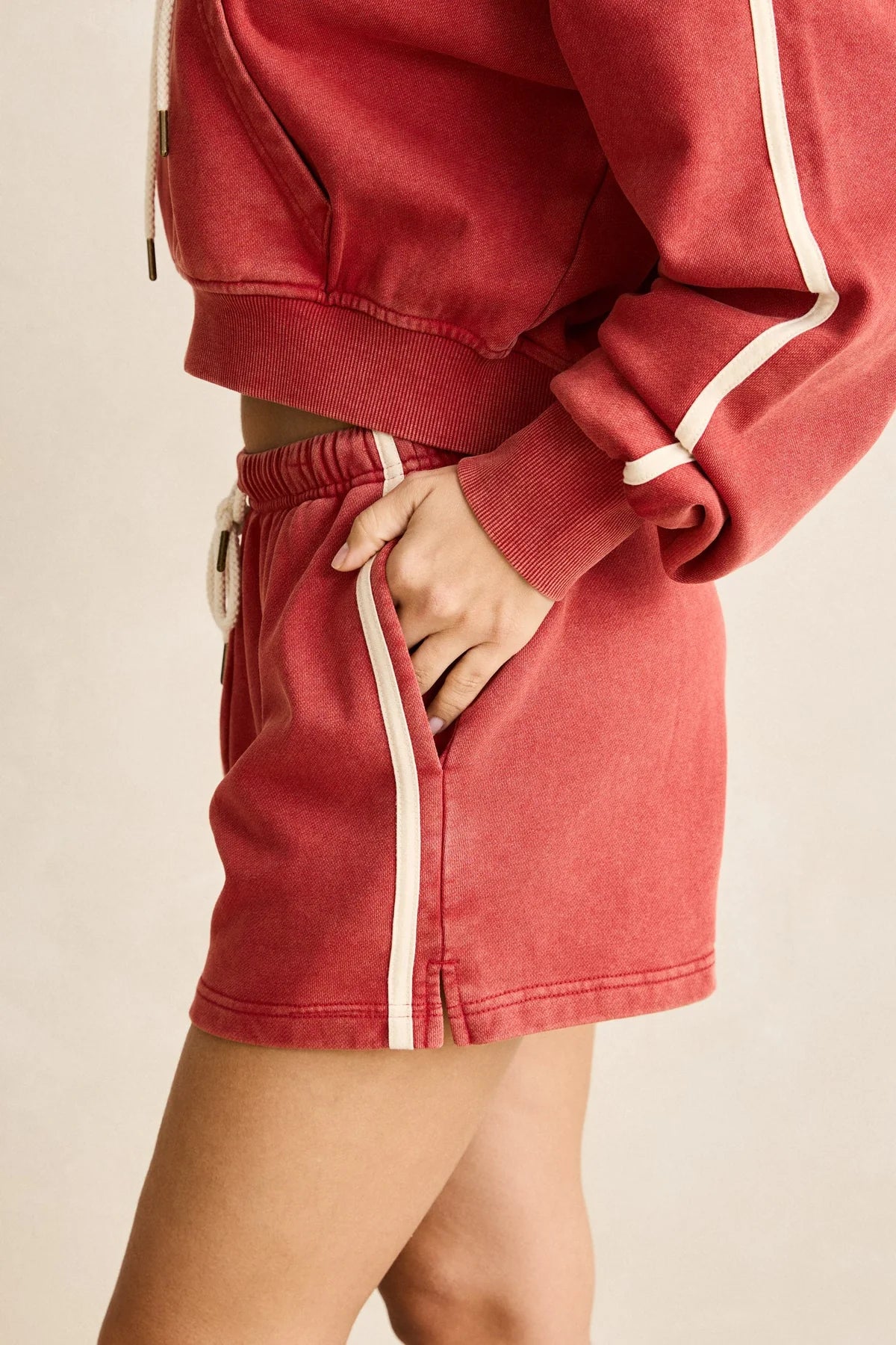 RHYTHM SUN WASH TERRY SHORT WOMENS HIGH RISE WASHED RED