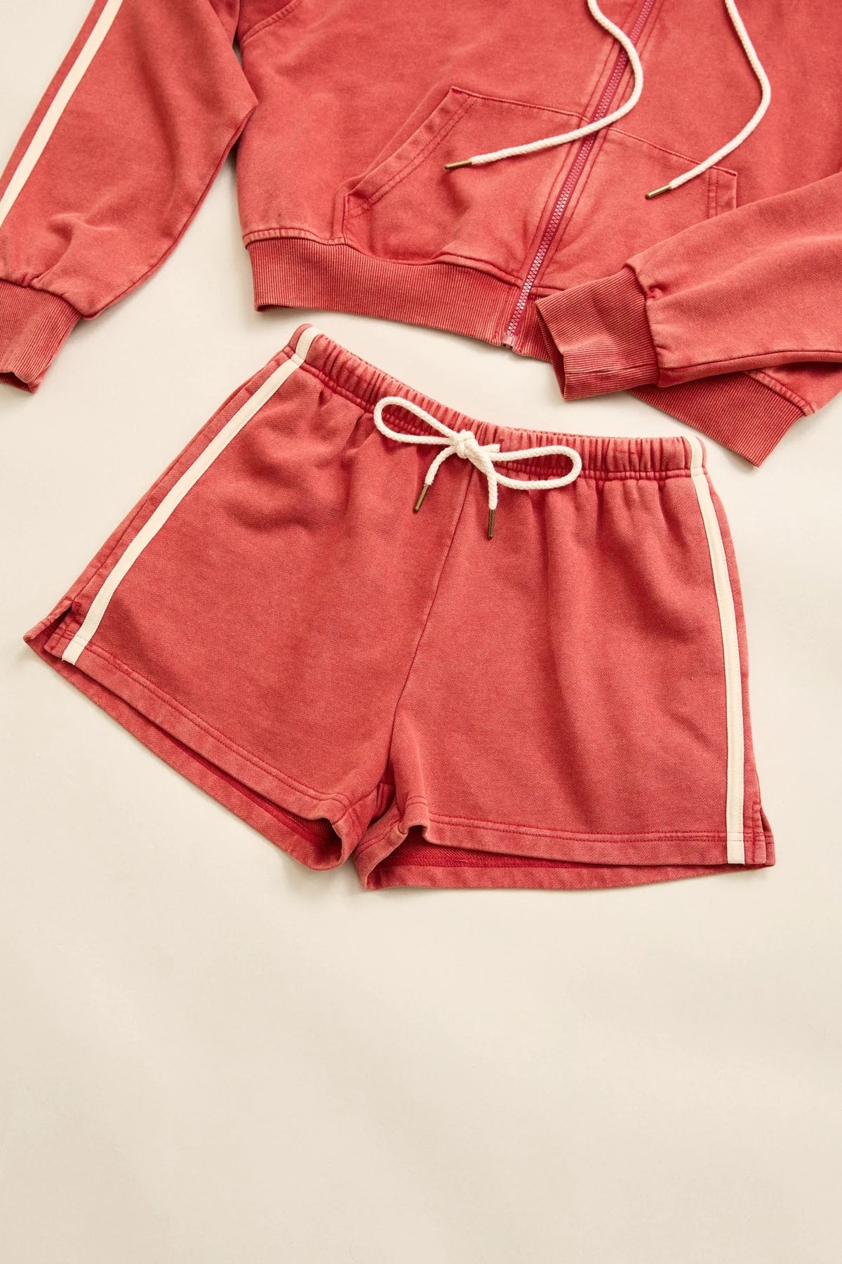 RHYTHM SUN WASH TERRY SHORT WOMENS HIGH RISE WASHED RED