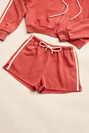 RHYTHM SUN WASH TERRY SHORT WOMENS HIGH RISE WASHED RED