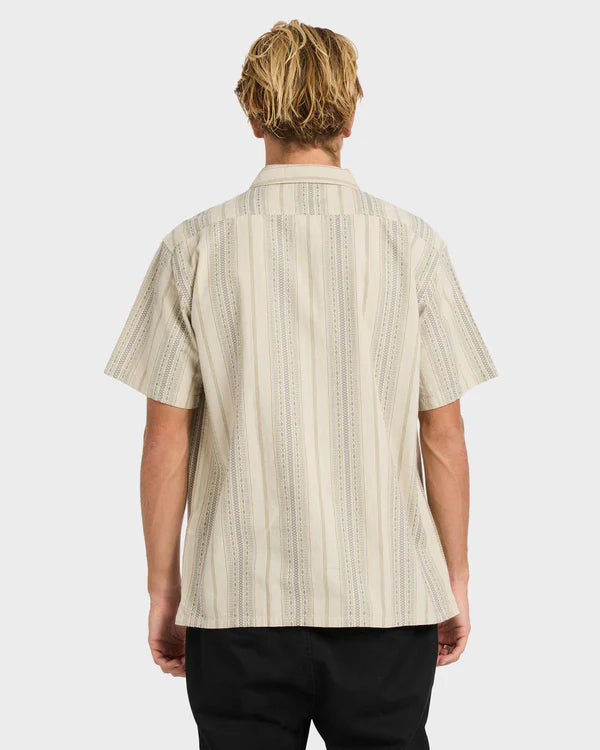BILLABONG SUNDAYS JACQUARD MENS SHORT SLEEVE SHIRT OATMEAL SURF BEACH SHIRT