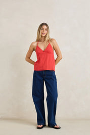 RHYTHM SUNNY DAYS LINEN TANK WOMENS HALTER TOP CHERRY