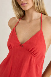 RHYTHM SUNNY DAYS LINEN TANK WOMENS HALTER TOP CHERRY