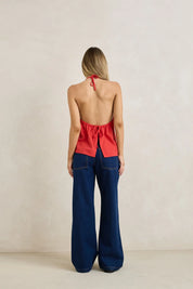 RHYTHM SUNNY DAYS LINEN TANK WOMENS HALTER TOP CHERRY