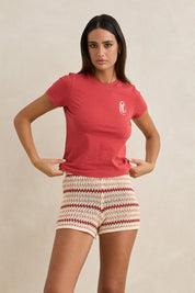 RHYTHM SUNNY EVERYDAY T SHIRT WOMENS BABY TEE RED