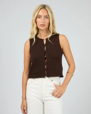 ALL ABOUT EVE SUNSET KNIT TOP BROWN WOMENS KNIT LONG SLEEVE TOP