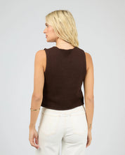 ALL ABOUT EVE SUNSET KNIT TOP BROWN WOMENS KNIT LONG SLEEVE TOP