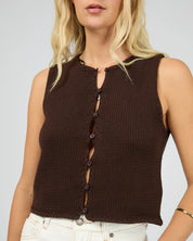 ALL ABOUT EVE SUNSET KNIT TOP BROWN WOMENS KNIT LONG SLEEVE TOP