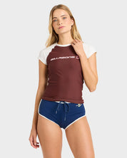 BILLABONG SUPALOVE WAHINE WOMENS SURF RASH VEST CHOC CHIP