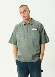 AFENDS SUPPLY WORKWEAR SHORT SLEEVE SHIRT ORGANIC COTTON SYCAMORE