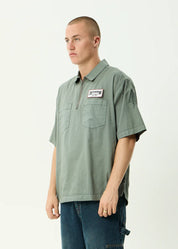 AFENDS SUPPLY WORKWEAR SHORT SLEEVE SHIRT ORGANIC COTTON SYCAMORE