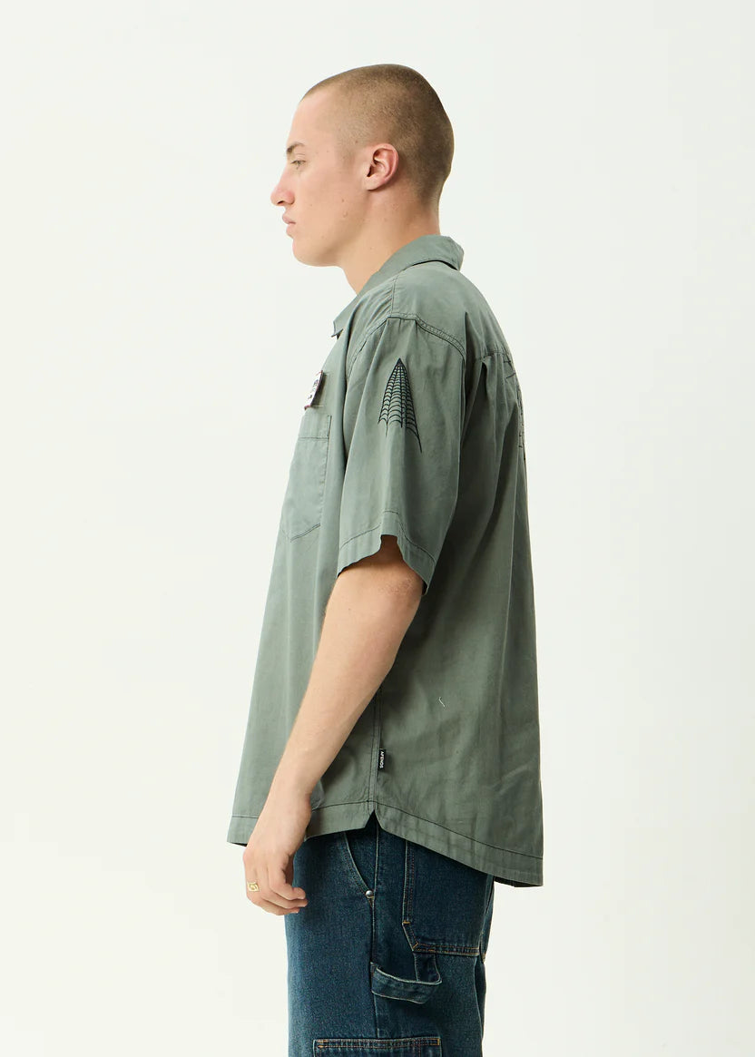 AFENDS SUPPLY WORKWEAR SHORT SLEEVE SHIRT ORGANIC COTTON SYCAMORE