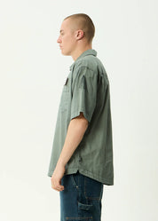 AFENDS SUPPLY WORKWEAR SHORT SLEEVE SHIRT ORGANIC COTTON SYCAMORE