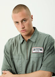 AFENDS SUPPLY WORKWEAR SHORT SLEEVE SHIRT ORGANIC COTTON SYCAMORE