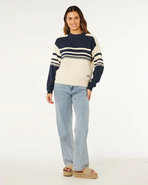 RIP CURL SURF SIDE STRIPE CREW NAVY