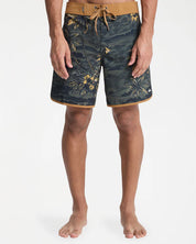 QUIKSILVER SURFSILK SCALLOP MENS 18 INCH BOARDSHORTS BLACK SUNDOWN