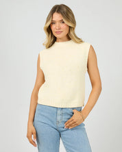 ALL ABOUT EVE TALULLAH KNIT VEST WOMENS TEXTURED VEST VINTAGE WHITE