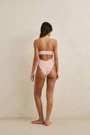 RHYTHM TAMI STRIPE STRAPLESS ONE PIECE SWIMSUIT RED