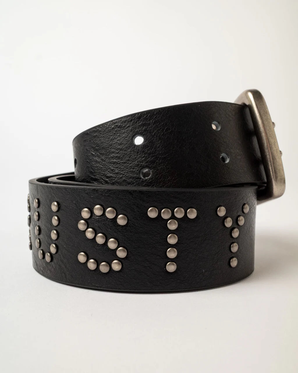 RUSTY TEASE LEATHER STUD BELT WOMENS BLACK