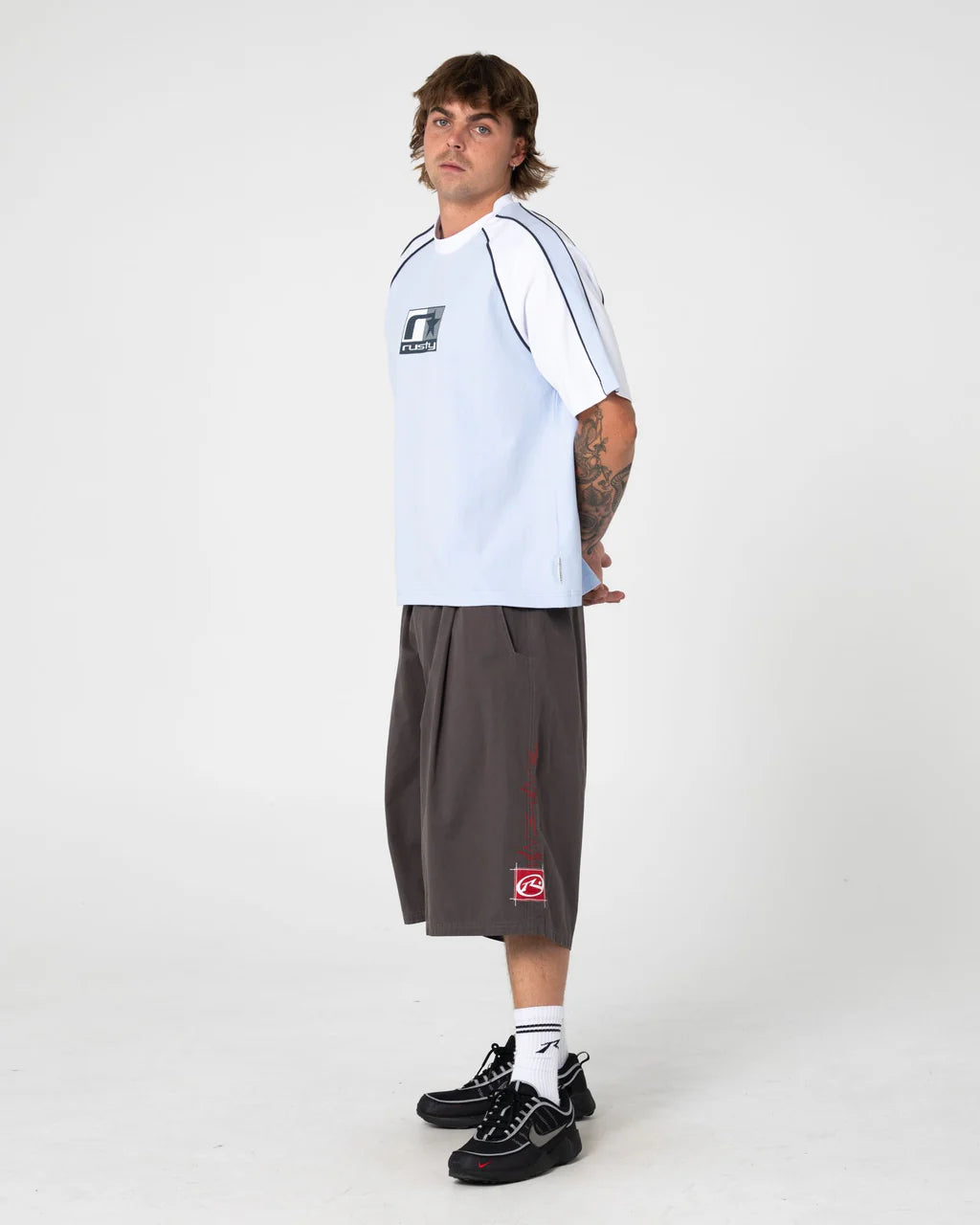 RUSTY TEKKA GRAPHIC CROPPED TEE SKY BLUE