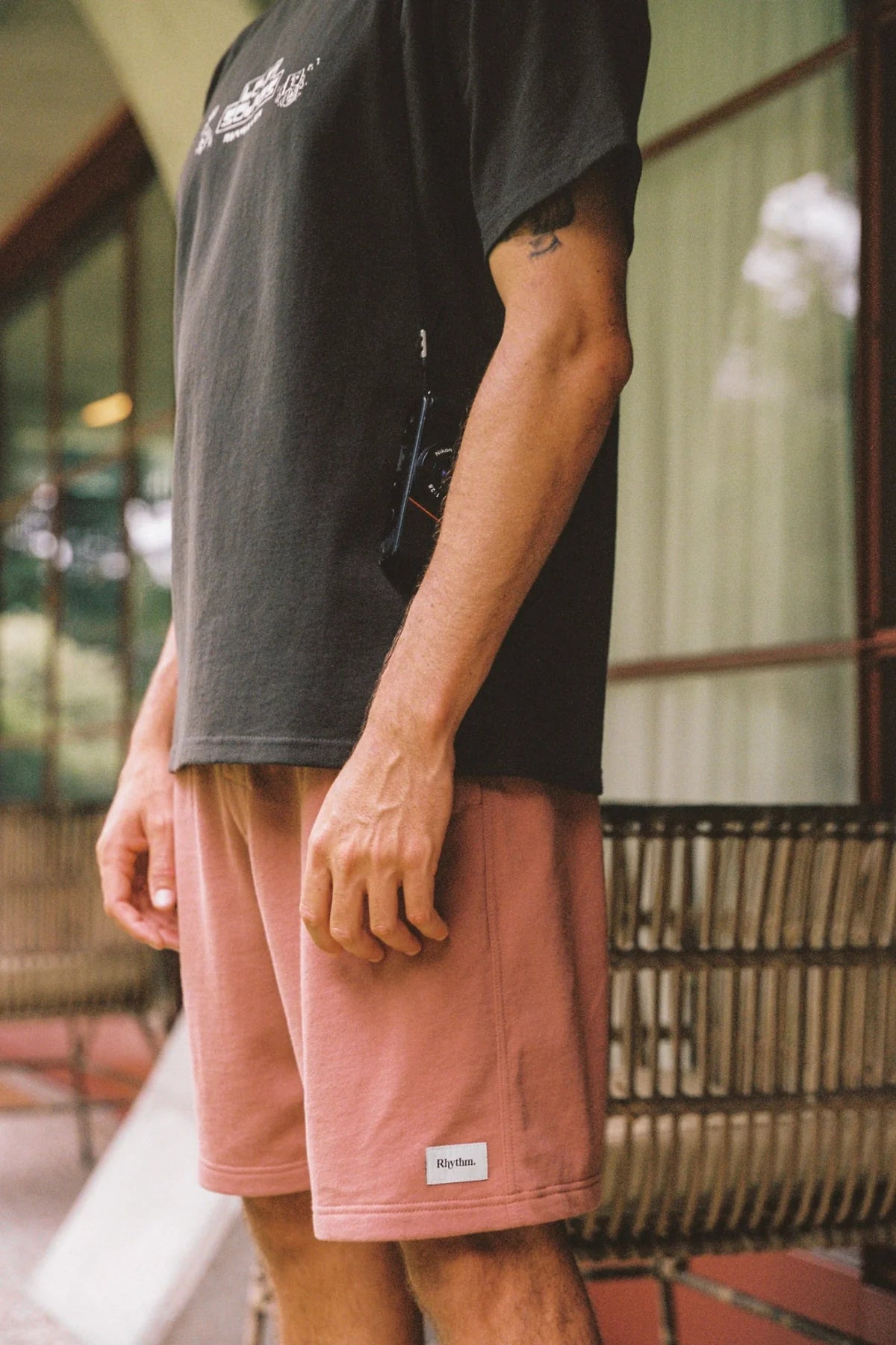 RHYTHM TERRY JAM MENS 19 INCH ELASTIC WAIST SHORT BROWN