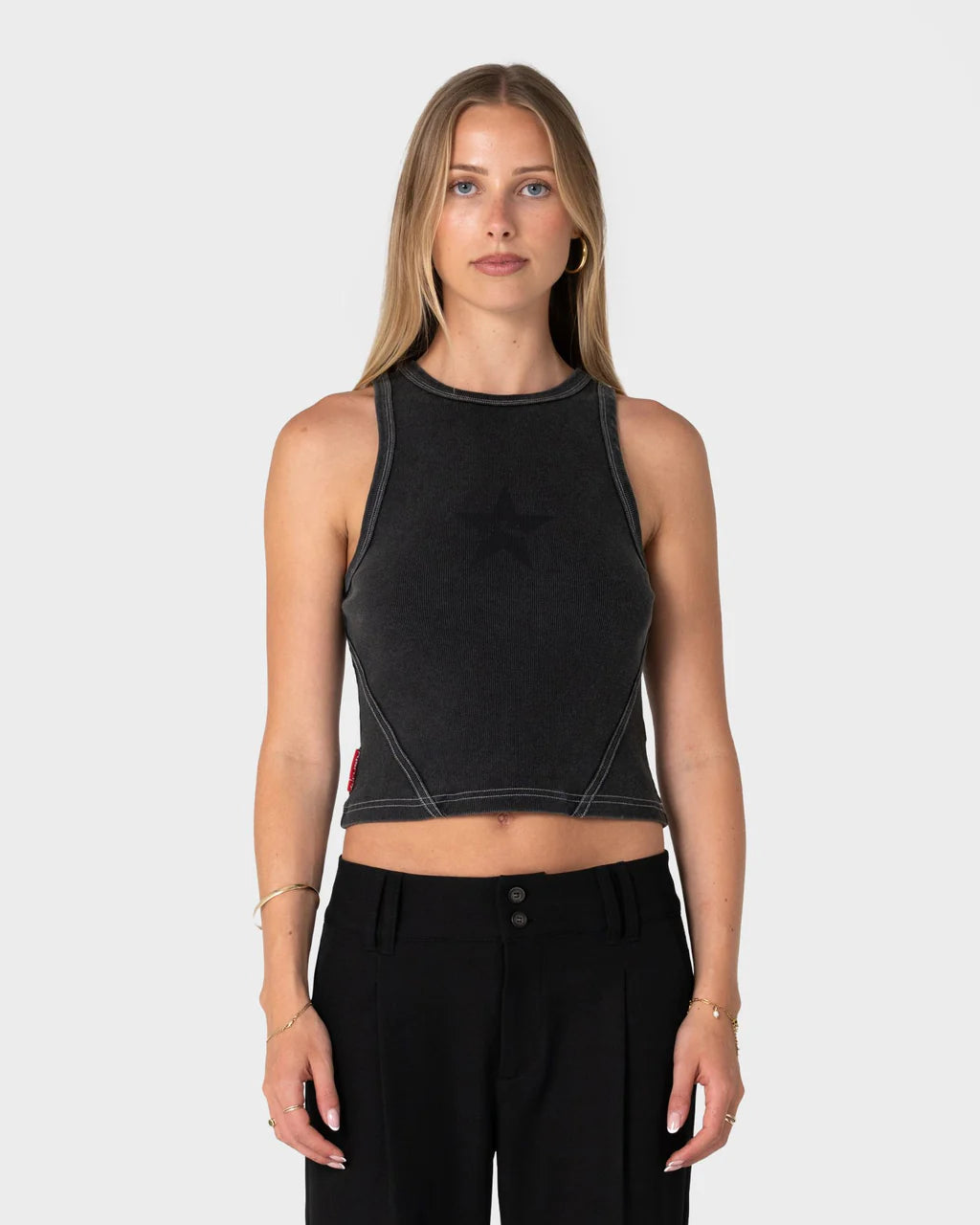 RUSTY THATS HOT RUSTY TANK TOP WOMENS WASHED BLACK
