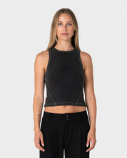 RUSTY THATS HOT RUSTY TANK TOP WOMENS WASHED BLACK