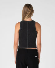 RUSTY THATS HOT RUSTY TANK TOP WOMENS WASHED BLACK