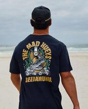 THE MAD HUEYS BEERAMUNDI SS TEE MENS GRAPHIC TSHIRT NAVY