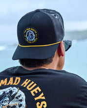 THE MAD HUEYS CAPTAIN COOKED JAWS MENS TRUCKER CAP SNAPBACK FISHING BLACK