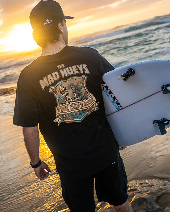 THE MAD HUEYS CAPTAIN TWO FACED SS TEE MENS GRAPHIC TSHIRT BLACK