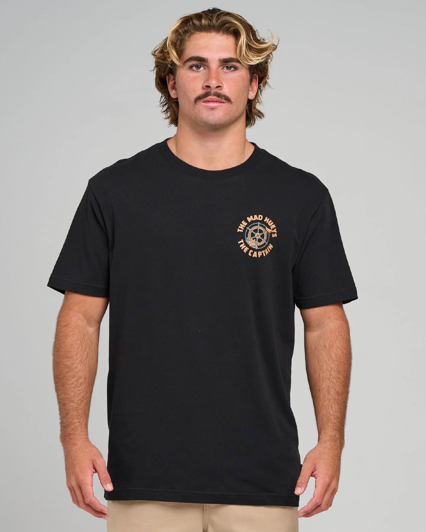 THE MAD HUEYS CAPTAIN TWO FACED SS TEE MENS GRAPHIC TSHIRT BLACK