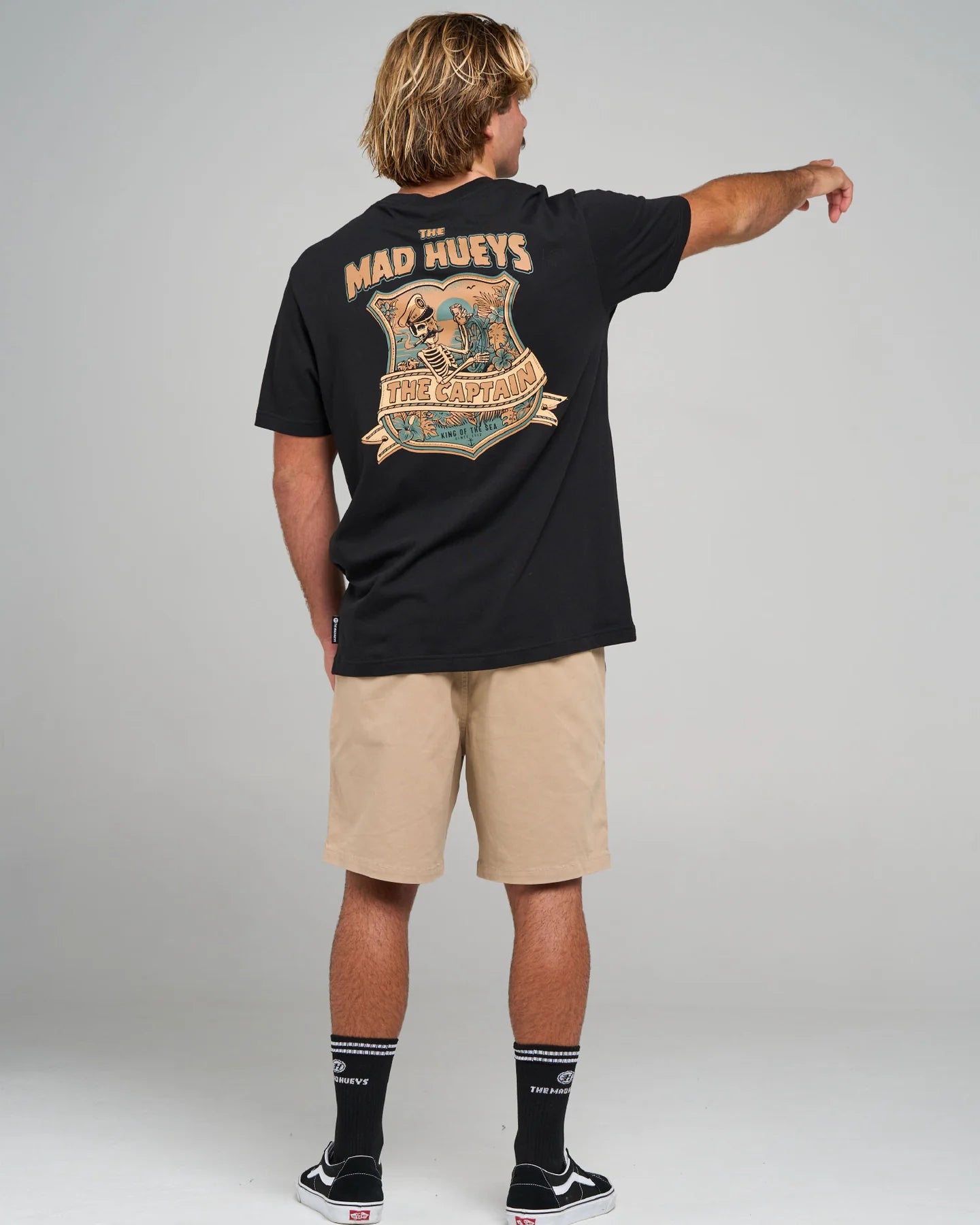 THE MAD HUEYS CAPTAIN TWO FACED SS TEE MENS GRAPHIC TSHIRT BLACK