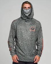 THE MAD HUEYS CAPTAIN TWO FACED UPF 50 HOODED FISHING JERSEY MENS OLIVE