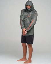 THE MAD HUEYS CAPTAIN TWO FACED UPF 50 HOODED FISHING JERSEY MENS OLIVE