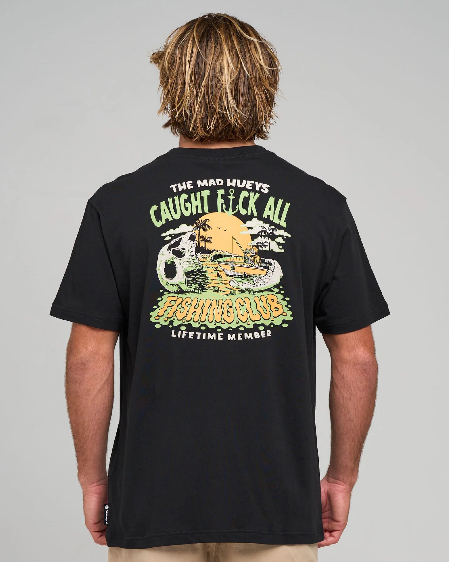THE MAD HUEYS CAUGHT FK ALL JAW SS TEE MENS GRAPHIC TSHIRT WHITE