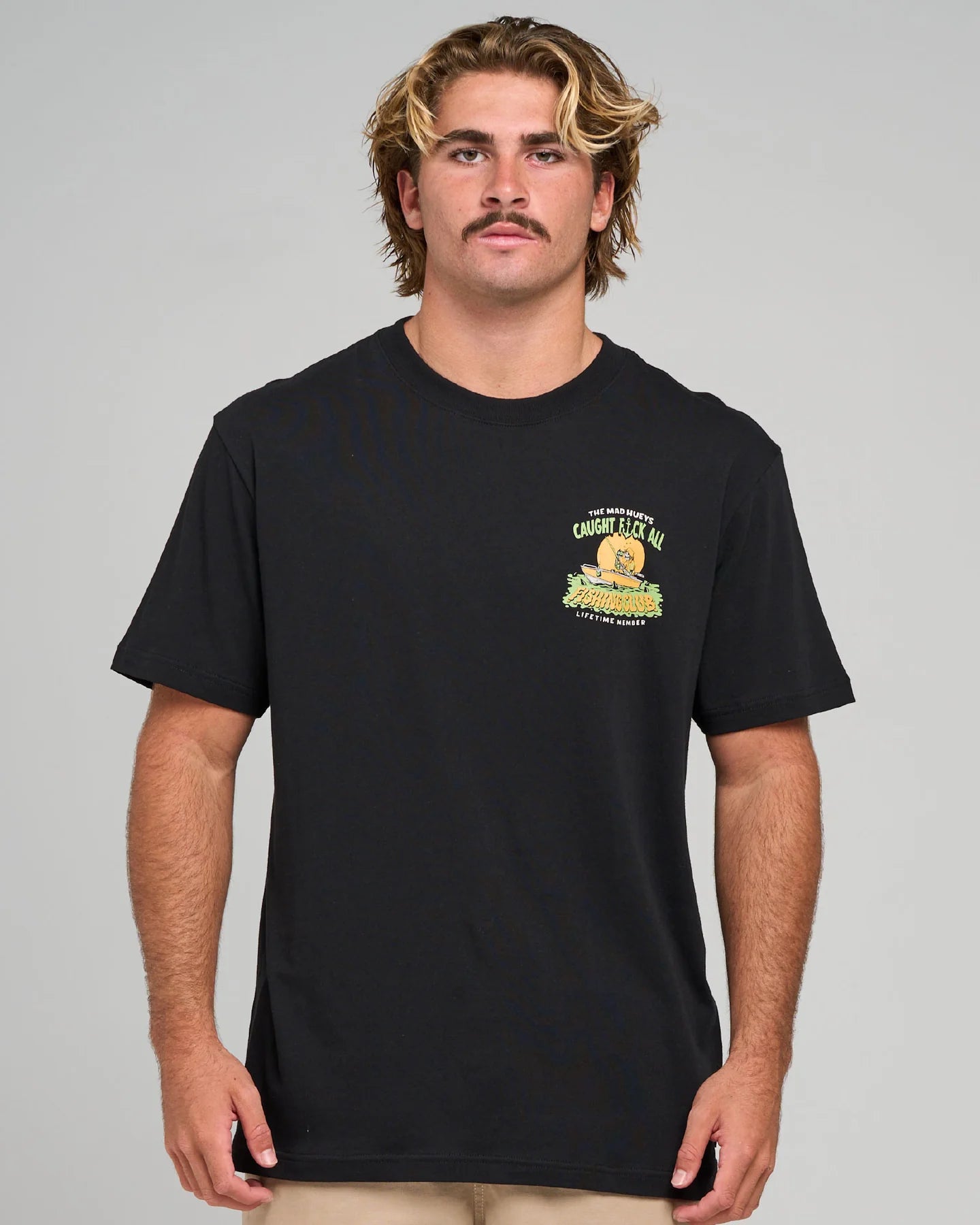 THE MAD HUEYS CAUGHT FK ALL JAW SS TEE MENS GRAPHIC TSHIRT WHITE