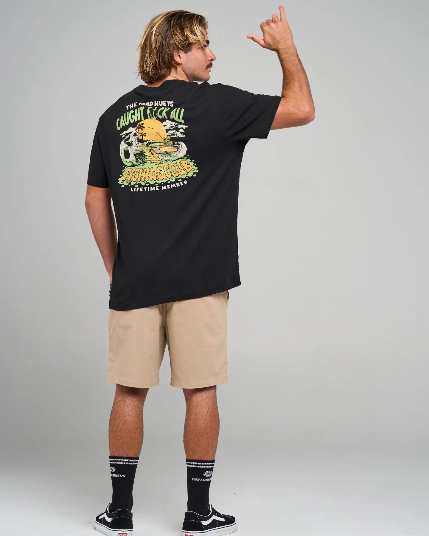 THE MAD HUEYS CAUGHT FK ALL JAW SS TEE MENS GRAPHIC TSHIRT WHITE