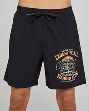 THE MAD HUEYS CAUGHT FK ALL SKULL MENS 18 INCH BOAT VOLLEY SHORT FISHING BLACK