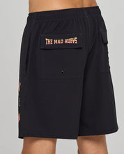 THE MAD HUEYS CAUGHT FK ALL SKULL MENS 18 INCH BOAT VOLLEY SHORT FISHING BLACK