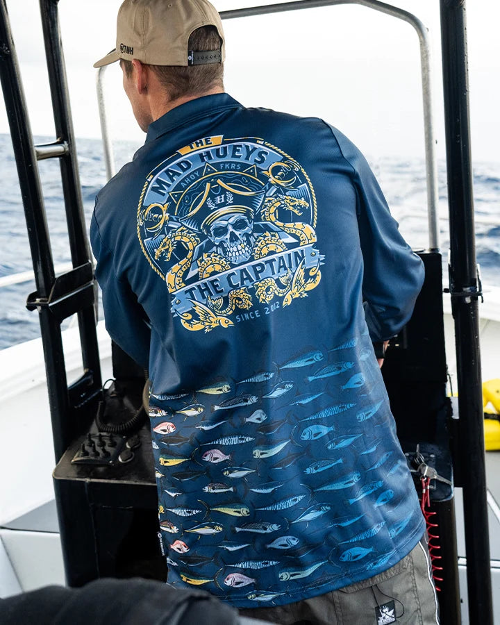 THE MAD HUEYS DRAGON CAPTAIN UPF 50+ FISHING JERSEY – NAVY
