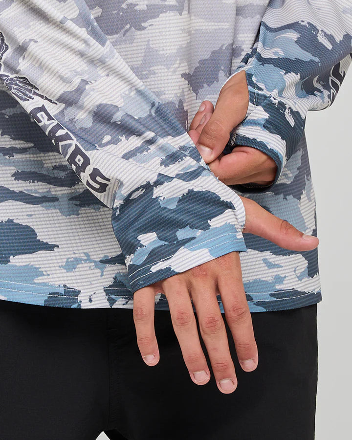 THE MAD HUEYS FKRS AHOY MENS HOODED UPF 50 PLUS FISHING JERSEY SMOKE