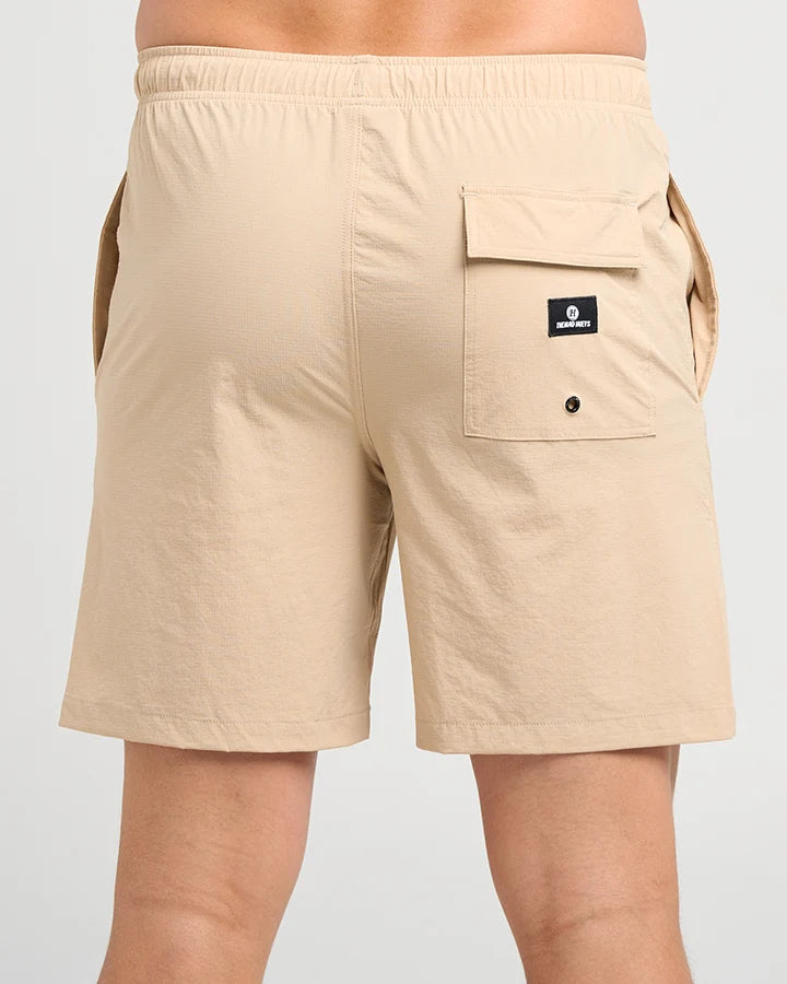 THE MAD HUEYS FREESTYLE 18" SWIM VOLLEY SHORT – TAN