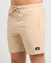 THE MAD HUEYS FREESTYLE 18" SWIM VOLLEY SHORT – TAN