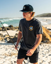 THE MAD HUEYS GET HAMMERED MENS SHORT SLEEVE T SHIRT GRAPHIC SURF TEE WASHED BLACK