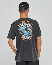 THE MAD HUEYS GET HAMMERED MENS SHORT SLEEVE T SHIRT GRAPHIC SURF TEE WASHED BLACK