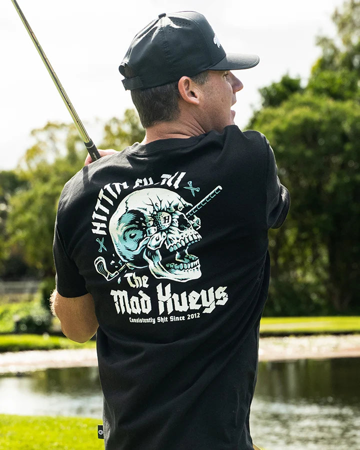 THE MAD HUEYS HITTIN FK ALL SS TEE – BLACK