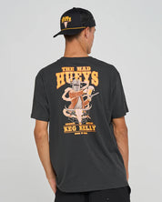 THE MAD HUEYS KEG KELLY MENS SHORT SLEEVE T SHIRT GRAPHIC SURF TEE VINTAGE BLACK