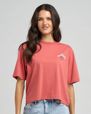 THE MAD HUEYS PIRATES LIFE BOXY TEE WOMENS RELAXED GRAPHIC TSHIRT DUSTY ROSE