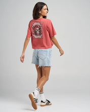 THE MAD HUEYS PIRATES LIFE BOXY TEE WOMENS RELAXED GRAPHIC TSHIRT DUSTY ROSE